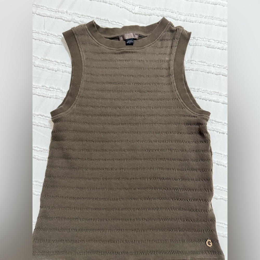 Guess Olive Green Ribbed Knit Tank